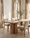 Generated with Kive.ai - Luxury interior photography of a handcrafted solid natural mango wood dining table as the main focal point of the scene. The table is placed in a sophisticated Mediterranean-inspired di (4).webp