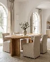 Generated with Kive.ai - Luxury interior photography of a handcrafted solid natural mango wood dining table as the absolute focal point of a sophisticated Mediterranean-inspired dining room. The dining table oc (2).webp