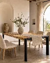 Generated with Kive.ai - Luxury interior photography of a handcrafted solid natural mango wood dining table as the absolute focal point of a sophisticated Mediterranean-inspired dining room. The dining table oc (3).webp