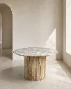 Generated with Kive.ai - A Mediterranean contemporary minimalist interior featuring a luxurious marble table as the absolute focal point of the scene. The composition is clean_ spacious_ and highly editorial_ inspi.webp