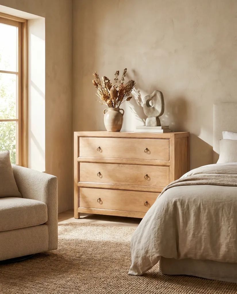 Generated with Kive.ai - Move the chest of drawers back so it sits flush against the wall behind it_ with no visible gap between the furniture and the wall. Keep the same bedroom_ camera angle_ natural window l (2).webp