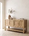 Generated with Kive.ai - A Mediterranean contemporary minimalist interior featuring a high-end mango wood sideboard as the main focal point. The composition is extremely clean_ balanced_ and editorial in style (11).webp